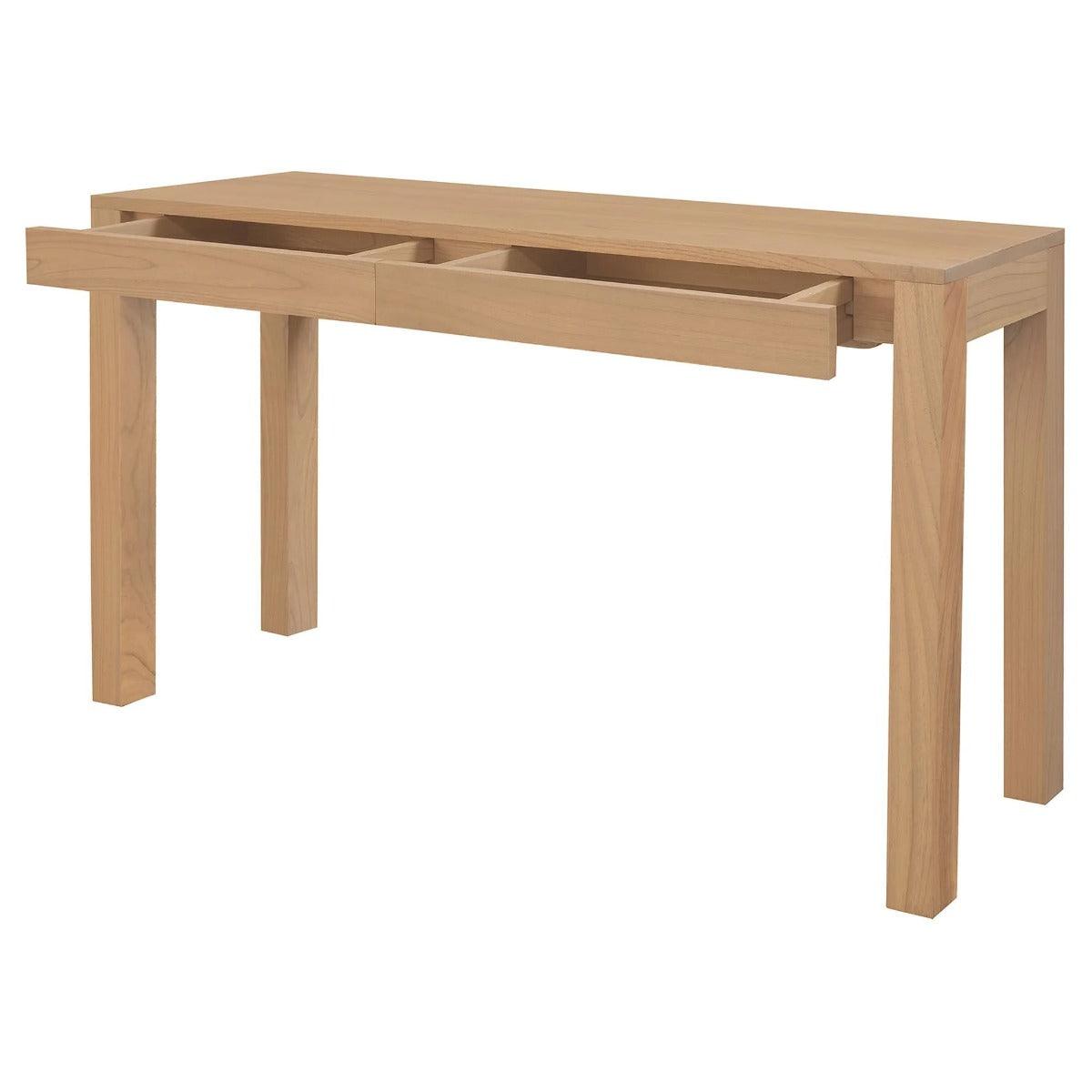 TANAKA SOLID WHITE CEDAR TIMBER CONSOLE TABLE /HALL TABLE WITH 2 HIDDEN DRAWERS 130CM - MyChocolateWood