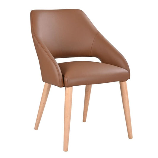 TANSINA BUFFALO LEATHER DINING CHAIR IN COGNAC - MyChocolateWood