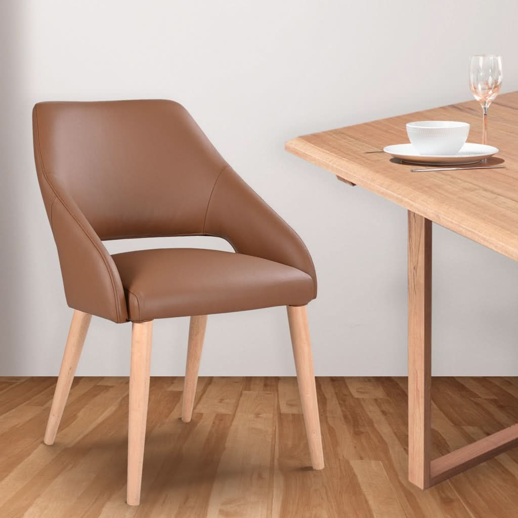 TANSINA BUFFALO LEATHER DINING CHAIR IN COGNAC - MyChocolateWood