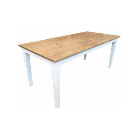 TARA SOLID OAK DINING TABLE NATURAL TOP/WHITE LEGS 200CM - MyChocolateWood