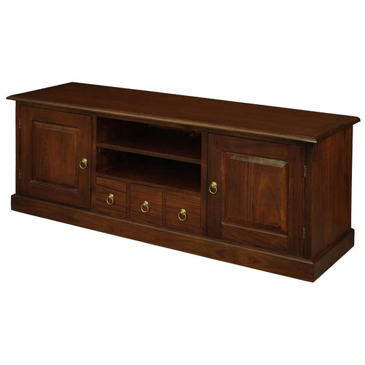 TASMANIA MAHOGANY TIMBER TV UNIT 2 DOORS & 3 CD DRAWERS IN MAHOGANY 160CM - MyChocolateWood