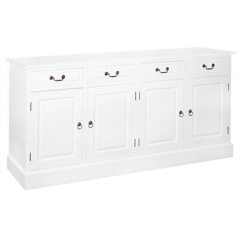 TASMANIA SOLID MAHOGANY 4 DOORS & 4 DRAWERS BUFFET IN WHITE - MyChocolateWood
