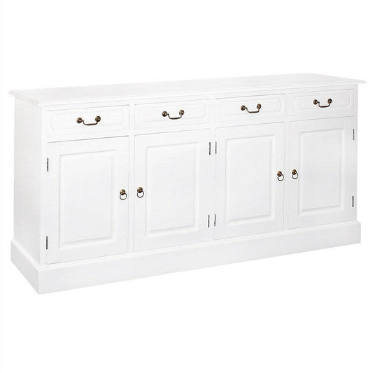 TASMANIA SOLID MAHOGANY 4 DOORS & 4 DRAWERS BUFFET IN WHITE - MyChocolateWood