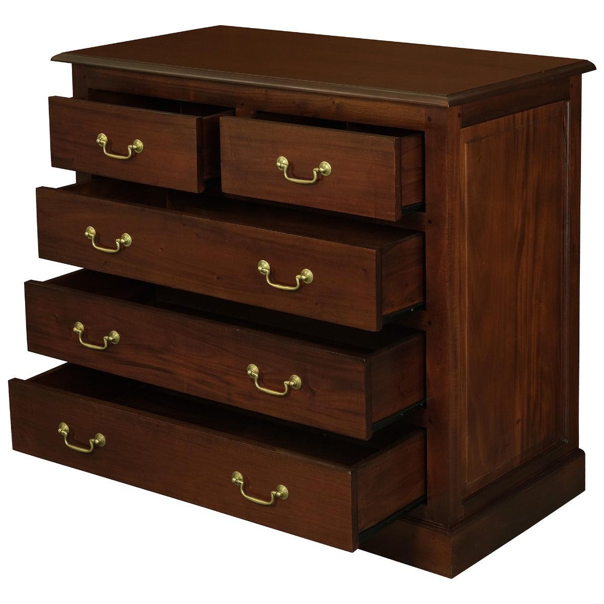 TASMANIA SOLID MAHOGANY 5 DRAWERS TALLBOY/5 DRAWER CHEST OF DRAWERS IN MAHOGANY - MyChocolateWood