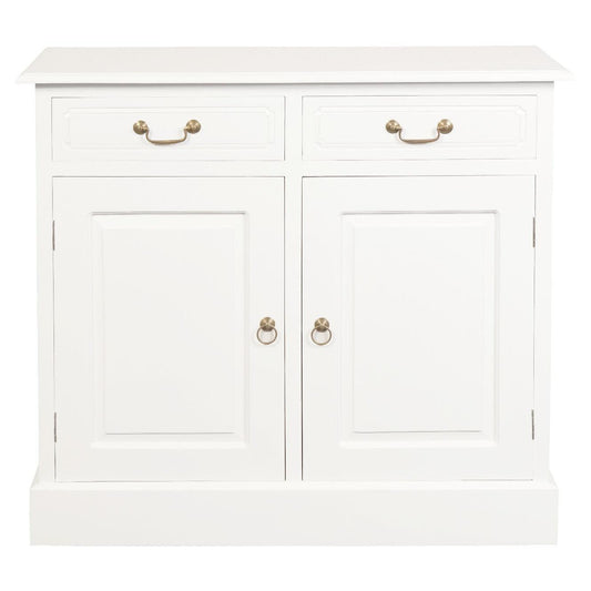 TASMANIA SOLID MAHOGANY BUFFET/SIDEBOARD 2 DOORS & 2 DRAWERS IN WHITE - MyChocolateWood