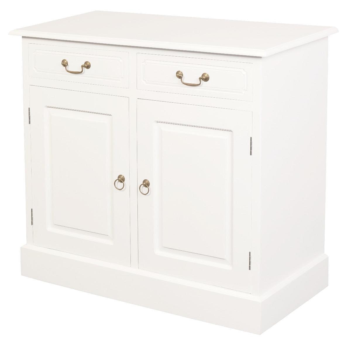TASMANIA SOLID MAHOGANY BUFFET/SIDEBOARD 2 DOORS & 2 DRAWERS IN WHITE - MyChocolateWood