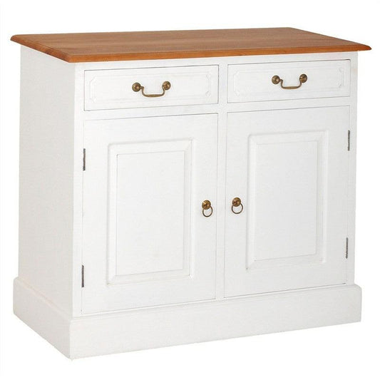 TASMANIA SOLID MAHOGANY BUFFET/SIDEBOARD 2 DOORS & 2 DRAWERS IN WHITE/CARAMEL - MyChocolateWood