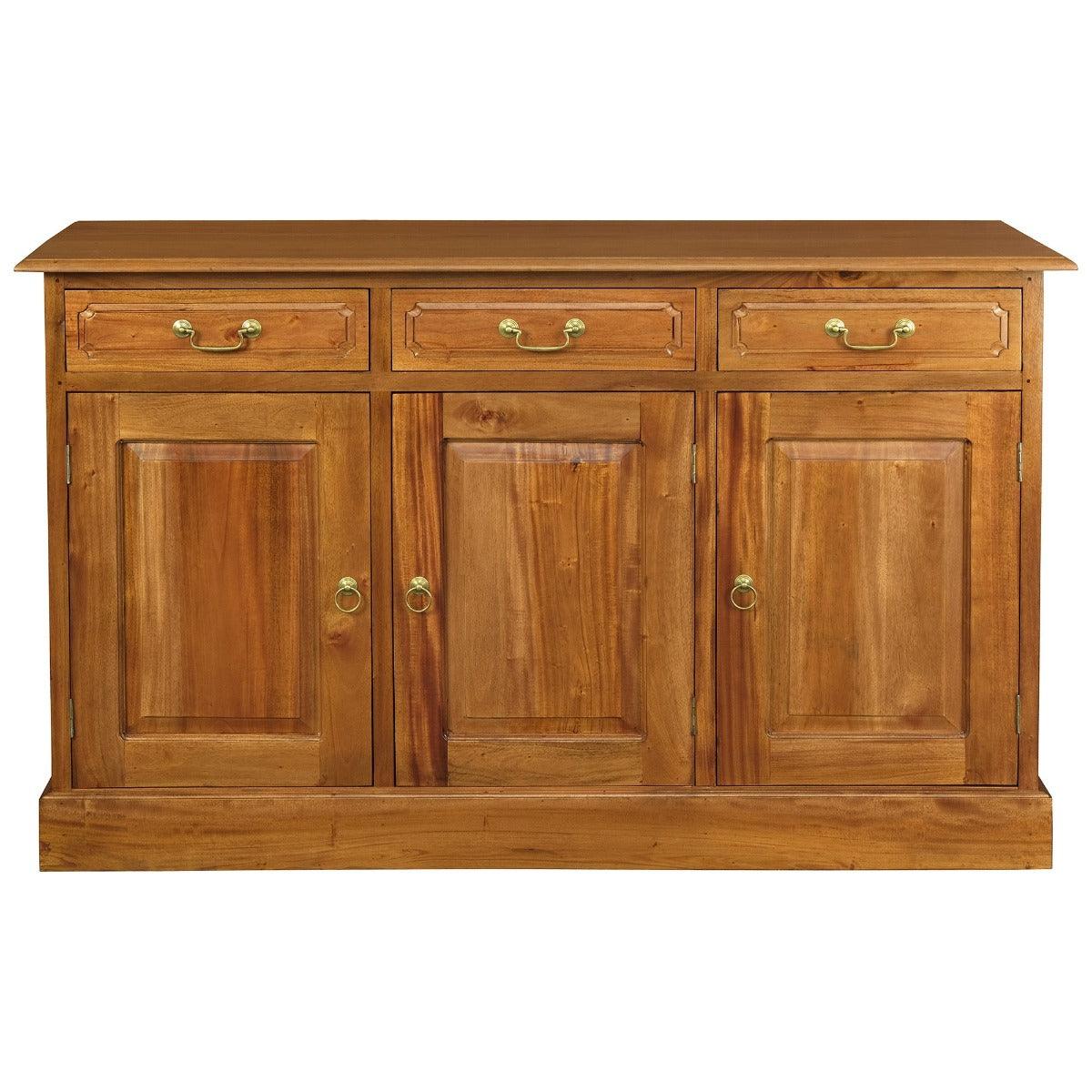 TASMANIA SOLID MAHOGANY BUFFET/SIDEBOARD 3 DOORS 3 DRAWERS IN LIGHT PECAN - MyChocolateWood