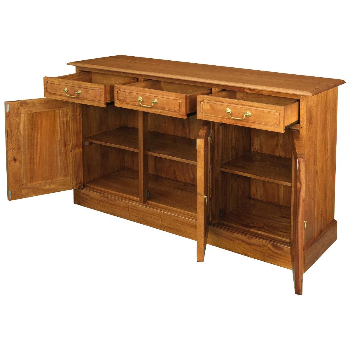 TASMANIA SOLID MAHOGANY BUFFET/SIDEBOARD 3 DOORS 3 DRAWERS IN LIGHT PECAN - MyChocolateWood