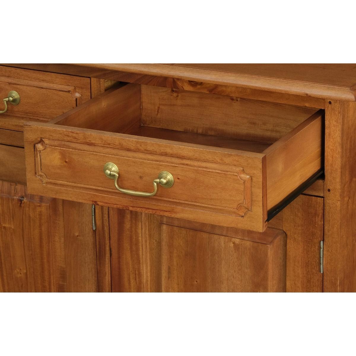 TASMANIA SOLID MAHOGANY BUFFET/SIDEBOARD 3 DOORS 3 DRAWERS IN LIGHT PECAN - MyChocolateWood
