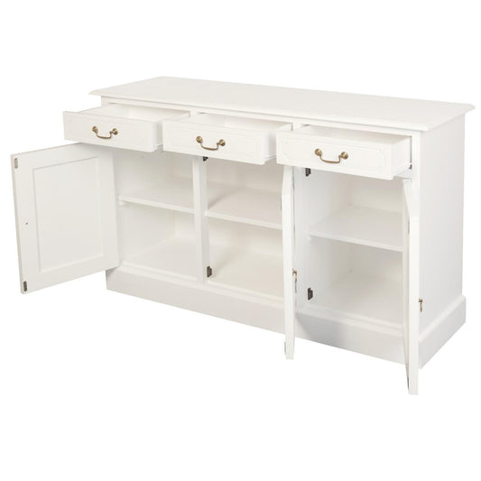 TASMANIA SOLID MAHOGANY BUFFET/SIDEBOARD 3 DOORS & 3 DRAWERS IN WHITE - MyChocolateWood