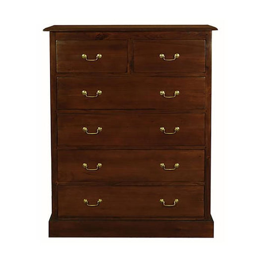 TASMANIA SOLID MAHOGANY JUMBO SIZE 6 DRAWERS TALLBOY IN MAHOGANY - MyChocolateWood