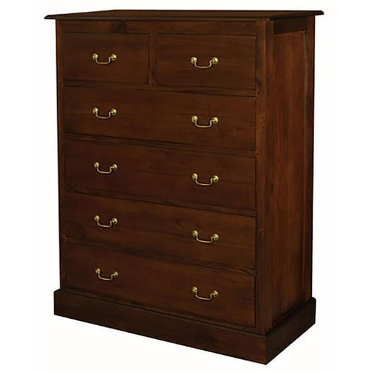TASMANIA SOLID MAHOGANY JUMBO SIZE 6 DRAWERS TALLBOY IN MAHOGANY - MyChocolateWood