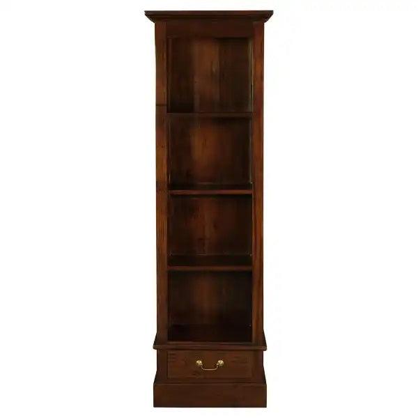 TASMANIA SOLID MAHOGANY NARROW 1 DRAWER BOOKCASE IN MAHOGANY FINISH - MyChocolateWood
