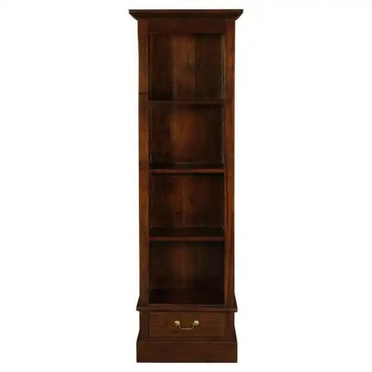 TASMANIA SOLID MAHOGANY NARROW 1 DRAWER BOOKCASE IN MAHOGANY FINISH - MyChocolateWood