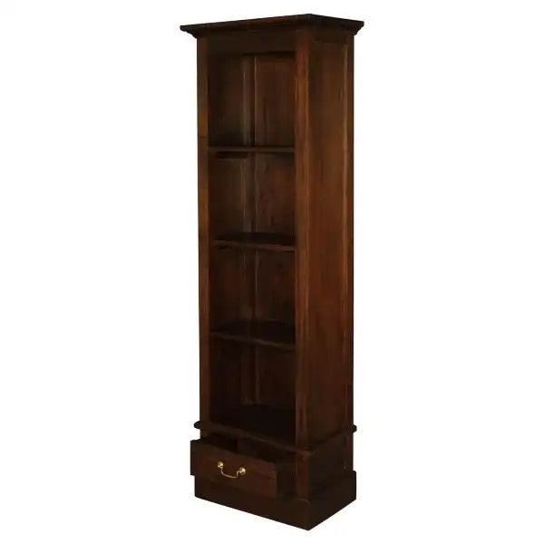 TASMANIA SOLID MAHOGANY NARROW 1 DRAWER BOOKCASE IN MAHOGANY FINISH - MyChocolateWood