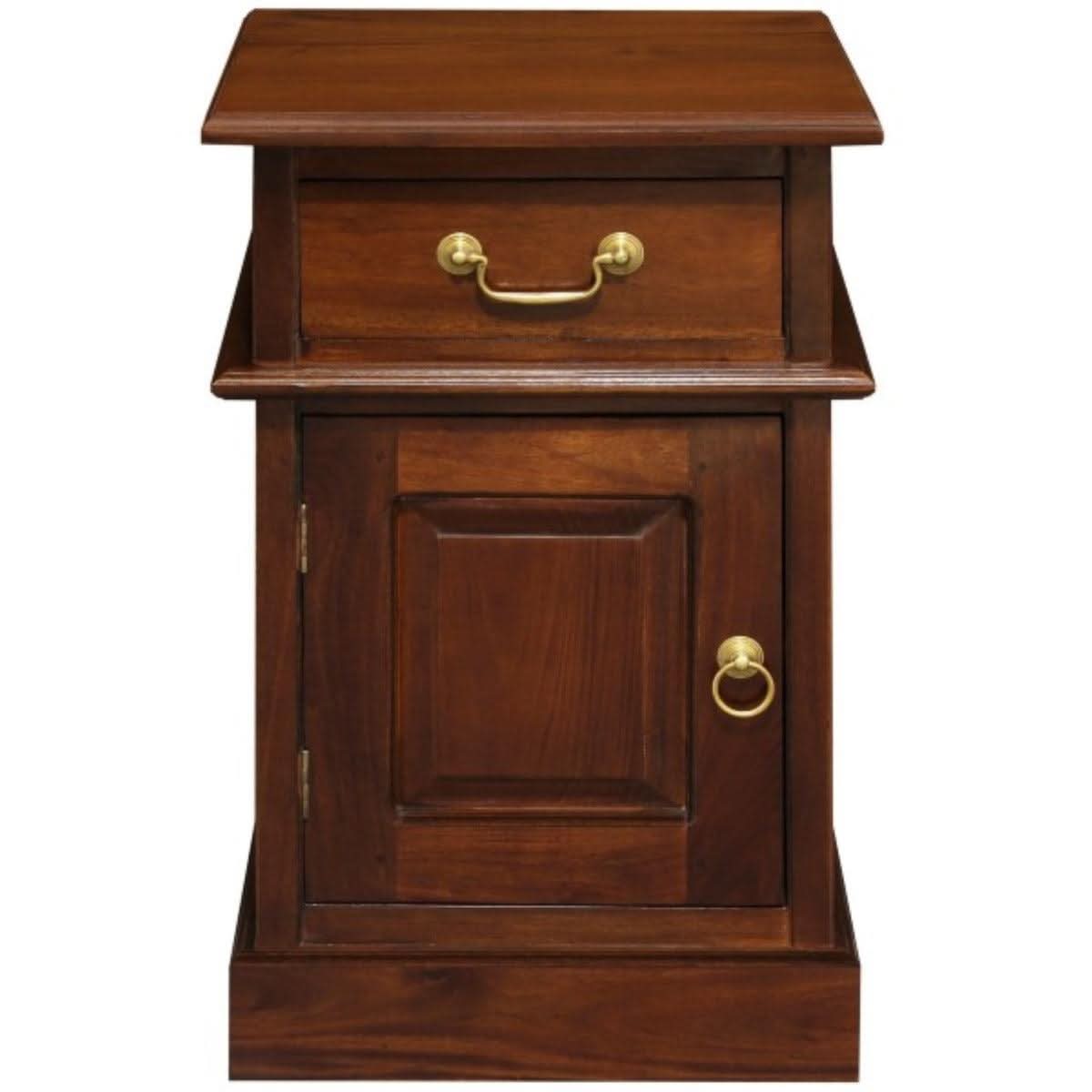 TASMANIA SOLID MAHOGANY TIMBER BEDSIDE TABLE, LEFT HAND SIDE, MAHOGANY - MyChocolateWood