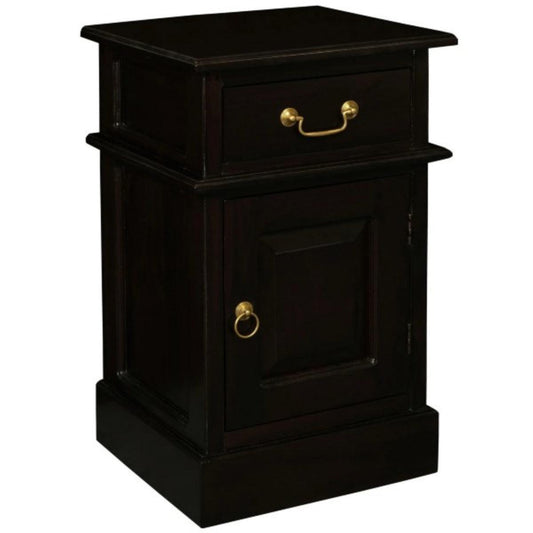 TASMANIA SOLID MAHOGANY TIMBER BEDSIDE TABLE, RIGHT HAND SIDE, CHOCOLATE - MyChocolateWood