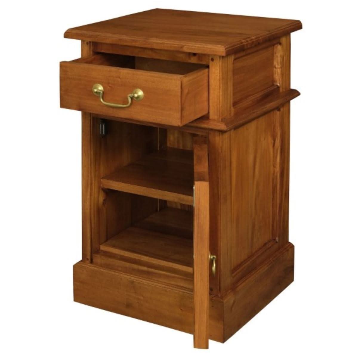 TASMANIA SOLID MAHOGANY TIMBER BEDSIDE TABLE, RIGHT HAND SIDE, LIGHT PECAN - MyChocolateWood