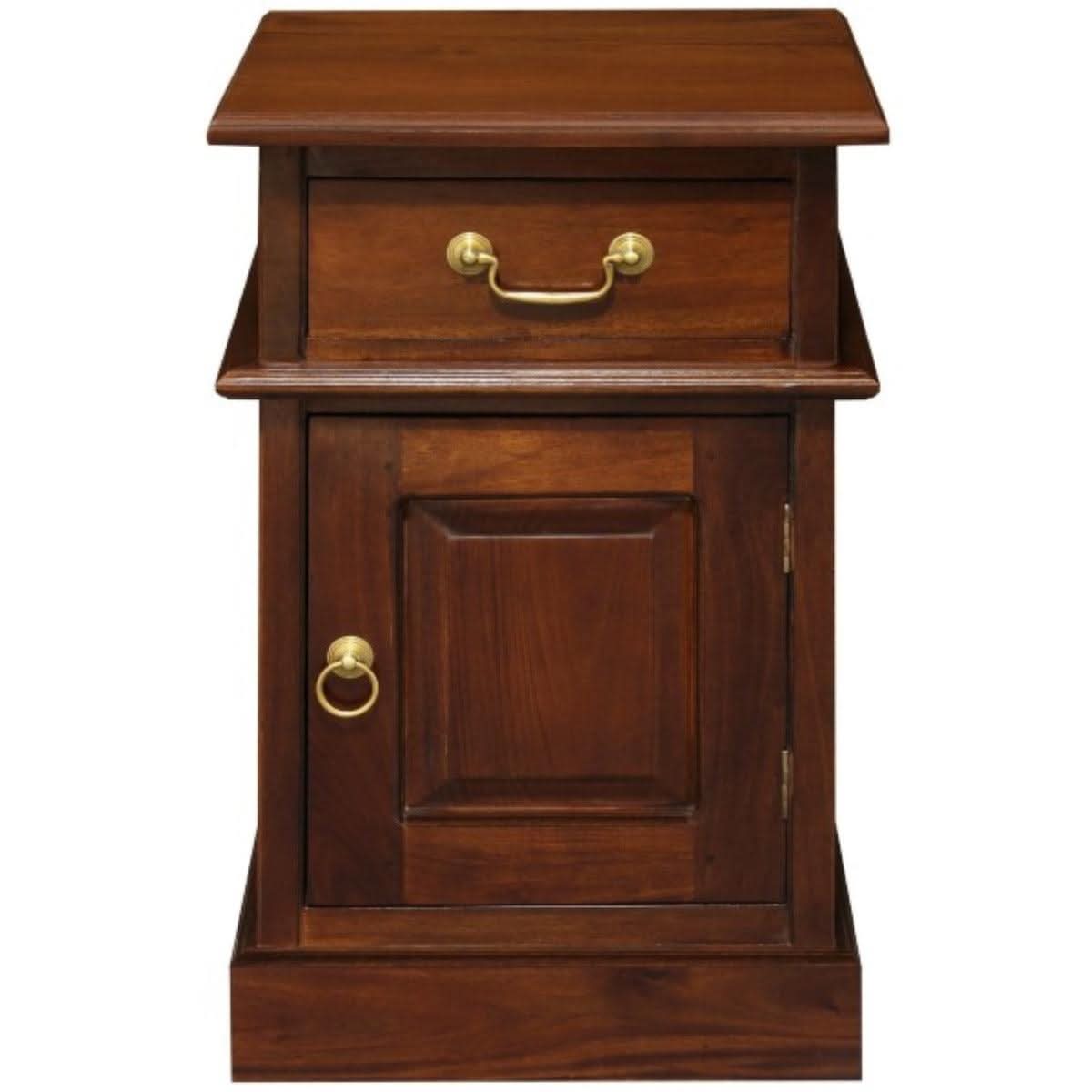 TASMANIA SOLID MAHOGANY TIMBER BEDSIDE TABLE, RIGHT HAND SIDE, MAHOGANY - MyChocolateWood