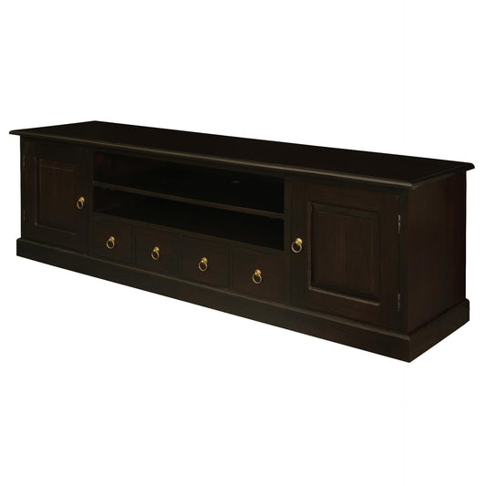 TASMANIA SOLID MAHOGANY TIMBER TV UNIT 2 DOORS & 4DVD SIZE DRAWERS - MyChocolateWood