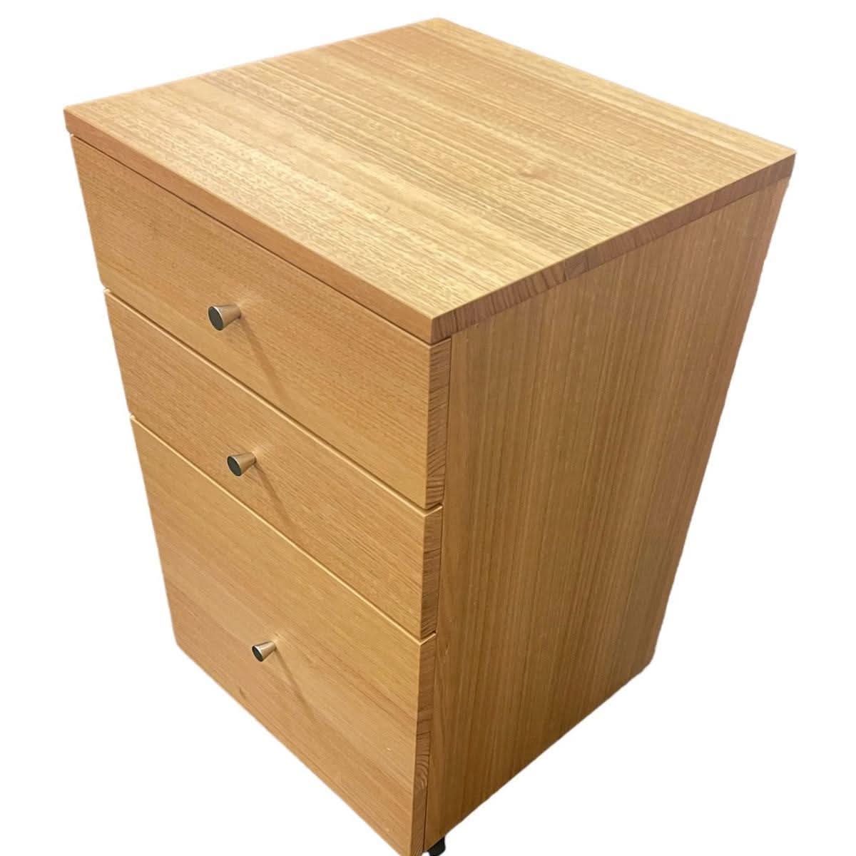 TELMA TASSIE OAK SMALL FILING CABINET IN CLEAR LACQUER ON WHEELS - MyChocolateWood