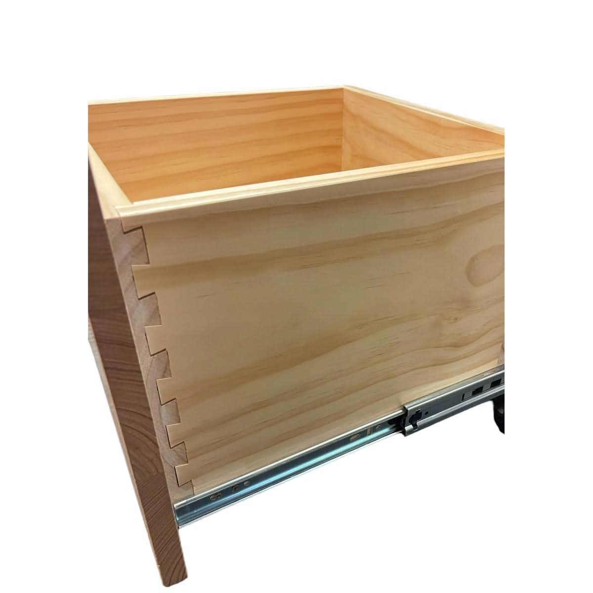 TELMA TASSIE OAK SMALL FILING CABINET IN CLEAR LACQUER ON WHEELS - MyChocolateWood