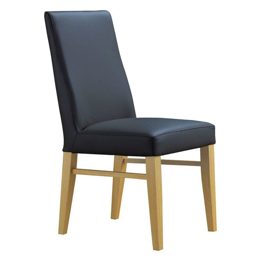 TERI TOP GRAIN LEATHER DINING CHAIR IN BLACK/WHEAT - MyChocolateWood