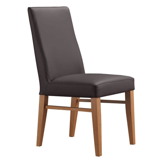 TERI TOP GRAIN LEATHER DINING CHAIR IN BROWN/BLACKWOOD - MyChocolateWood