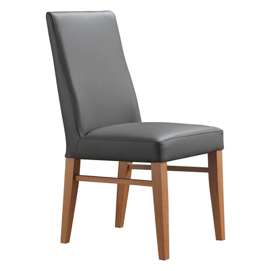 TERI TOP GRAIN LEATHER DINING CHAIR IN GREY/BLACKWOOD - MyChocolateWood