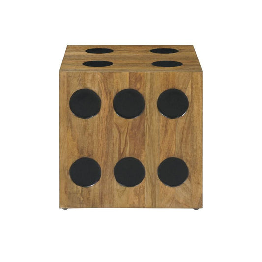 THE DICEMAN MINDI WOOD SIDE TABLE IN RUSTIC/BLACK - MyChocolateWood