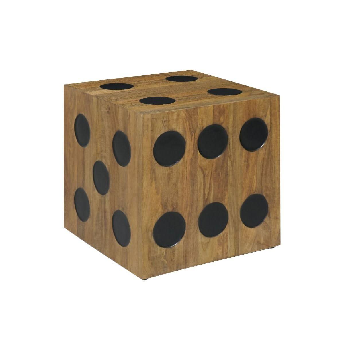 THE DICEMAN MINDI WOOD SIDE TABLE IN RUSTIC/BLACK - MyChocolateWood