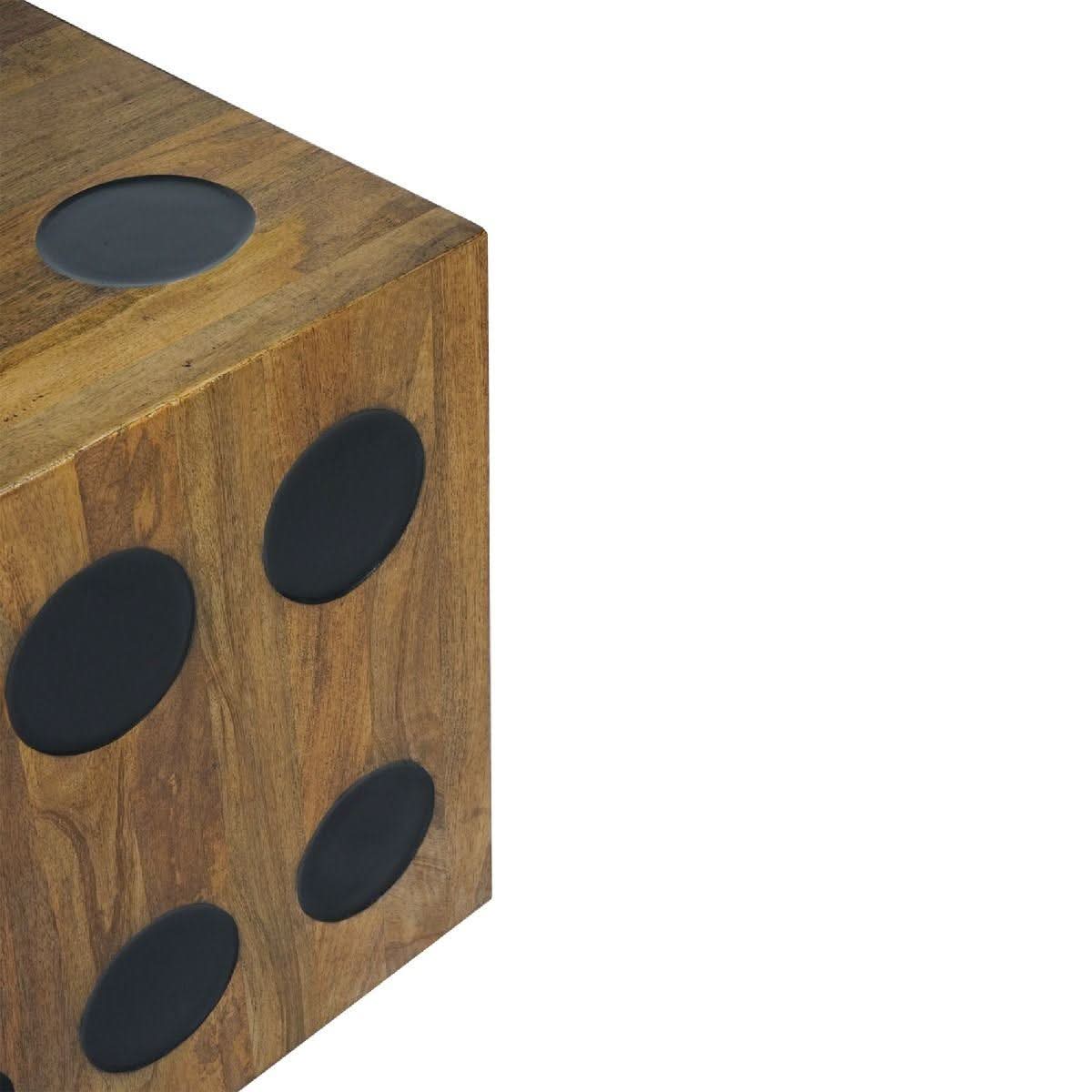 THE DICEMAN MINDI WOOD SIDE TABLE IN RUSTIC/BLACK - MyChocolateWood