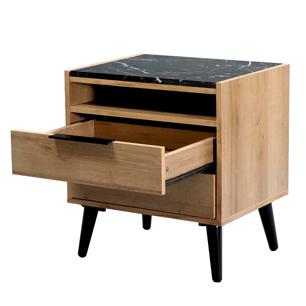 THELO 2-DRAWER BEDSIDE TABLE MANGO OAK - MyChocolateWood