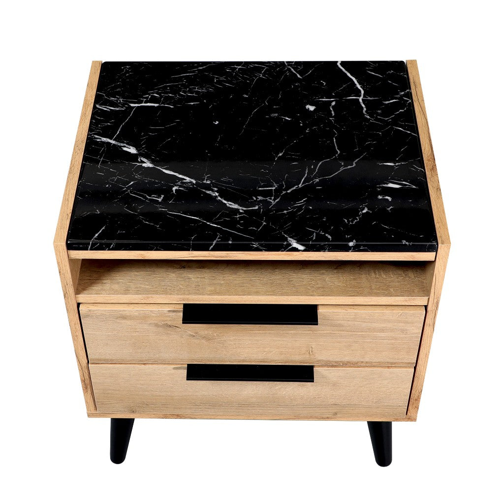 THELO 2-DRAWER BEDSIDE TABLE MANGO OAK - MyChocolateWood
