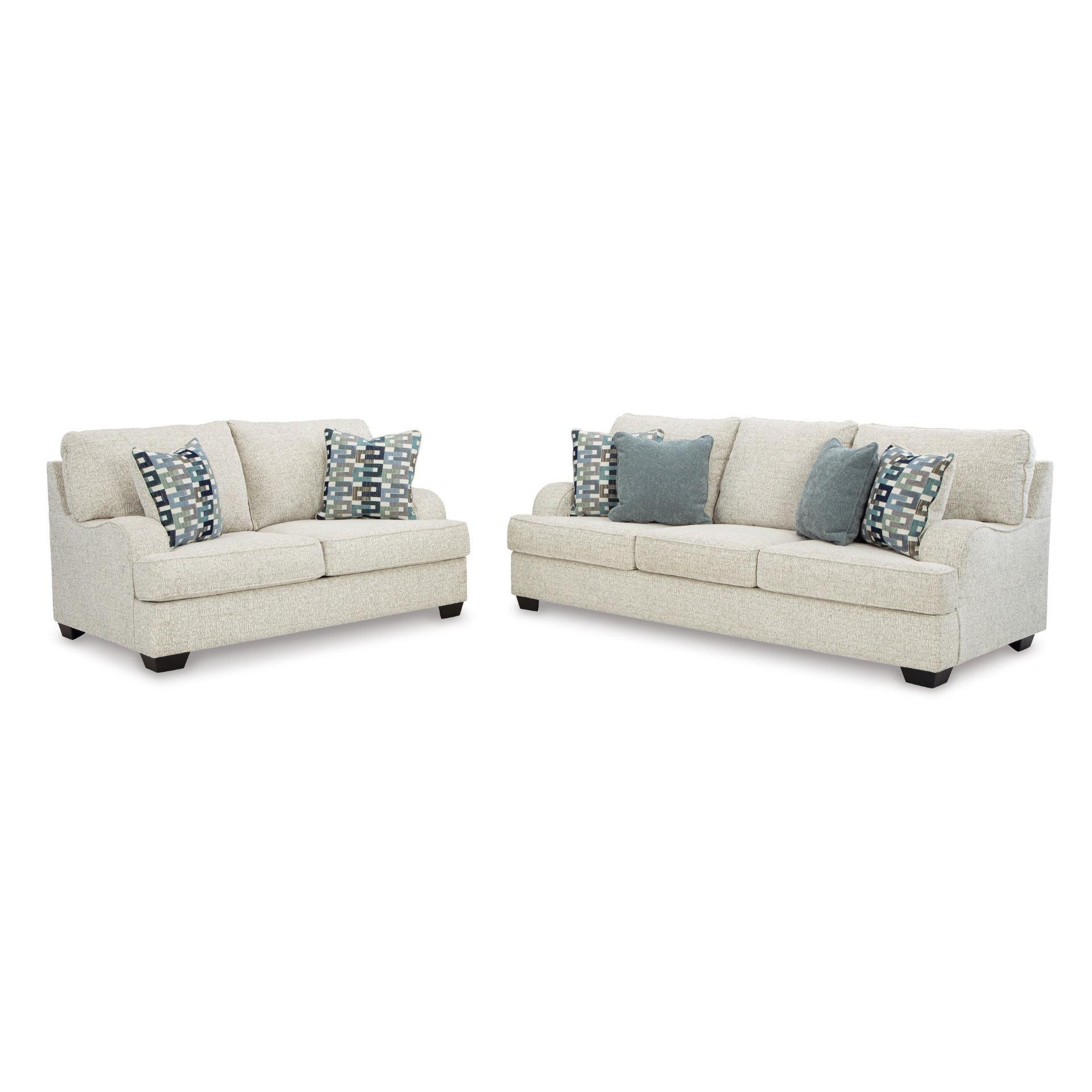 TIANA 3 + 2 LOUNGE SUITE CHENILLE POLYESTER WHITE /GREY MIX - MyChocolateWood