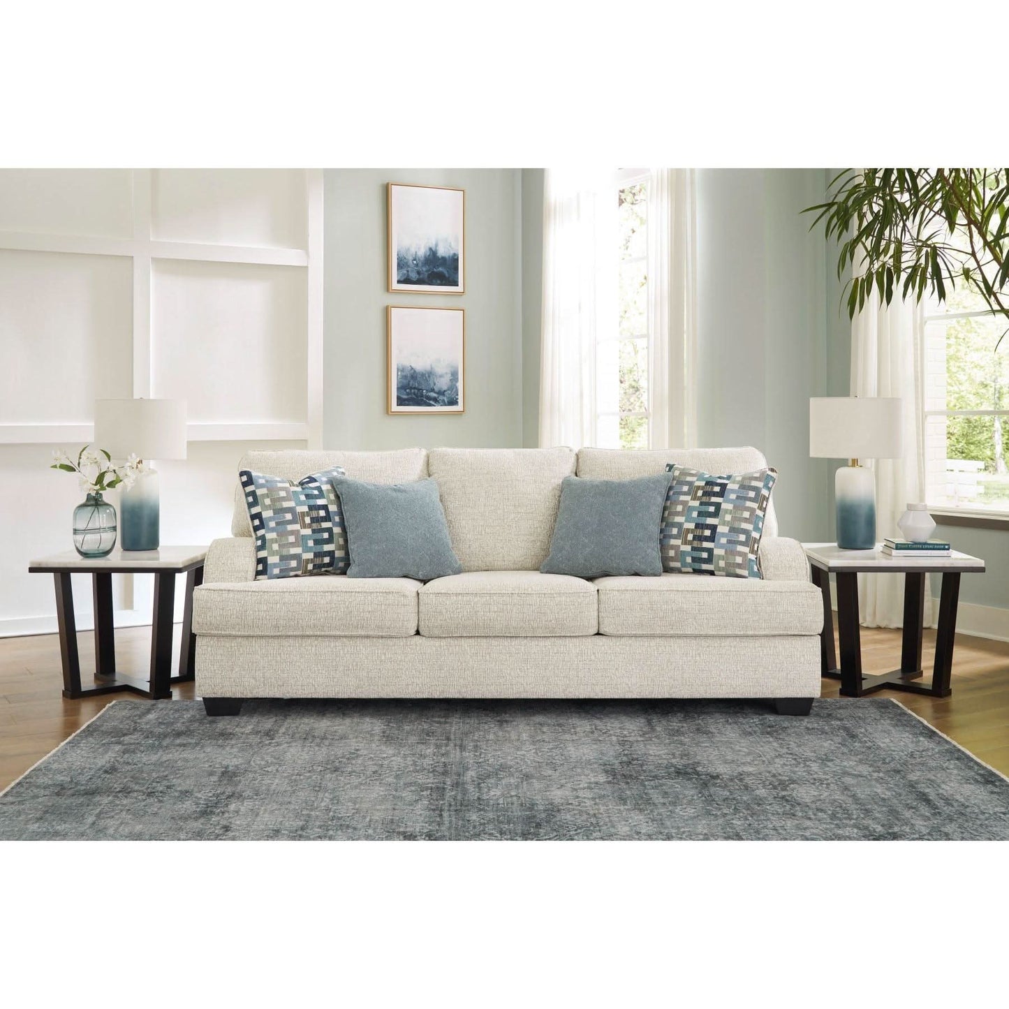 TIANA 3-SEATER SOFA CHENILLE POLYESTER WHITE /GREY MIX - MyChocolateWood