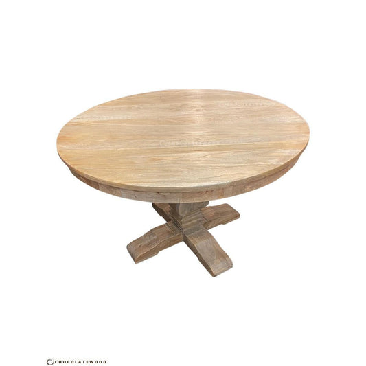 TIVOLI RECYCLED ELM ROUND DINING TABLE 140CM DIAMETER - MyChocolateWood