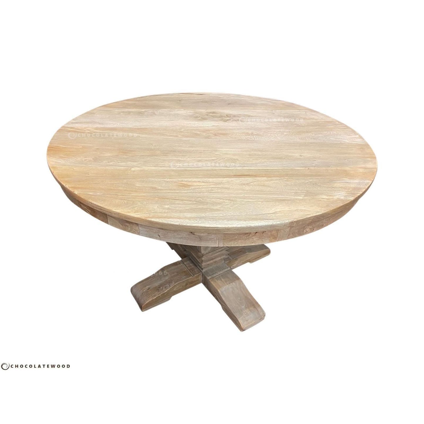 TIVOLI ROUND DINING TABLE IN RECYCLED ELM 120CM DIAMETER - MyChocolateWood