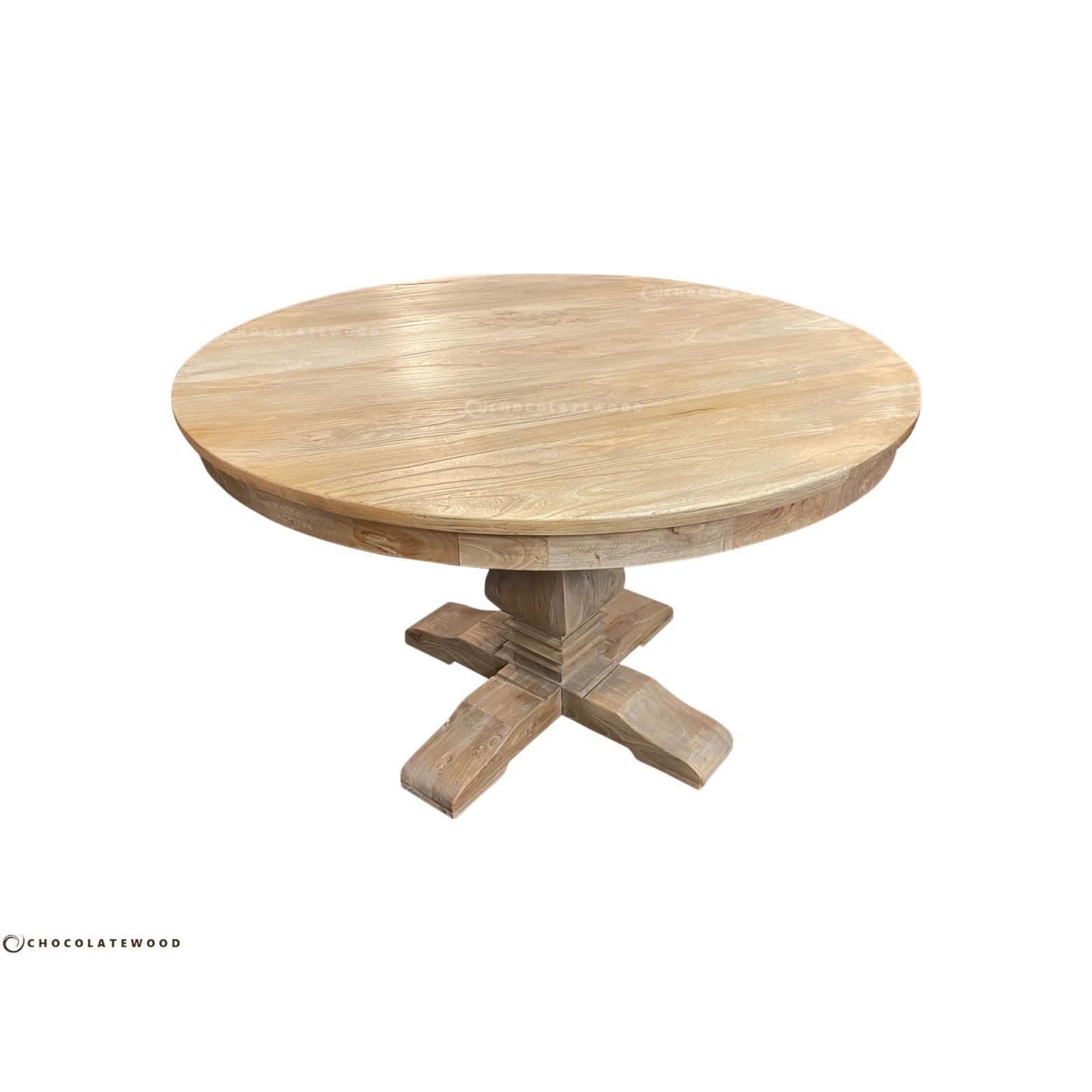 TIVOLI ROUND DINING TABLE IN RECYCLED ELM 120CM DIAMETER - MyChocolateWood