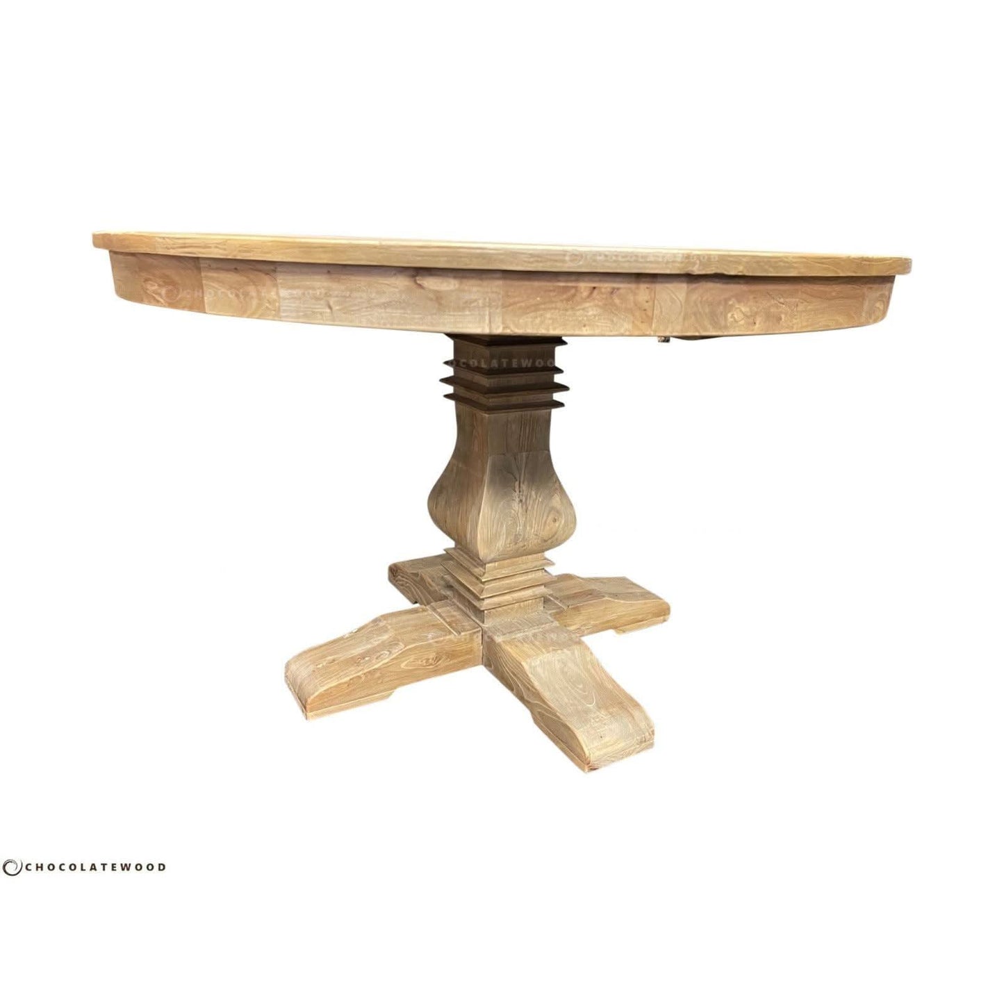 TIVOLI ROUND DINING TABLE IN RECYCLED ELM 120CM DIAMETER - MyChocolateWood