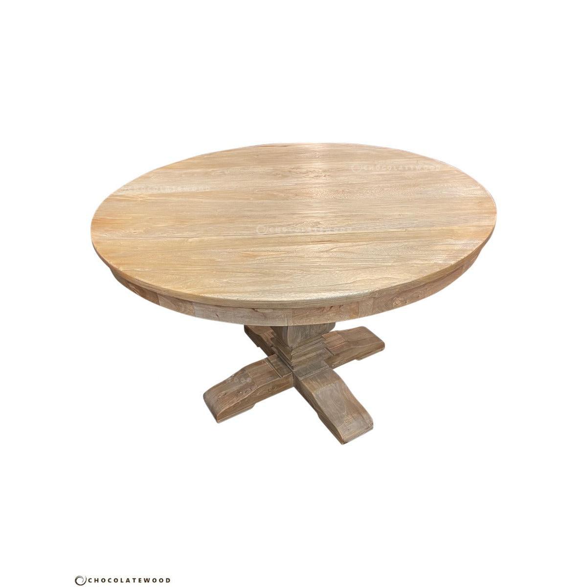 TIVOLI ROUND DINING TABLE IN RECYCLED ELM 150CM DIAMETER - MyChocolateWood
