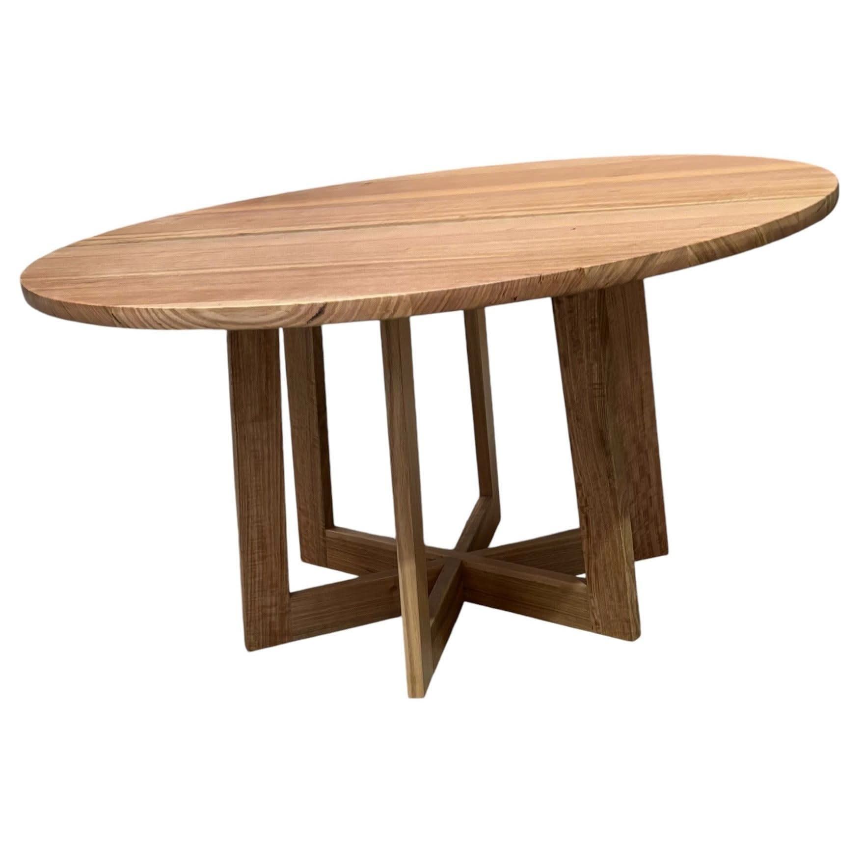 TORRENT ROUND DINING TABLE IN SOLID TASSIE OAK 180CM - CUSTOM MADE - MyChocolateWood