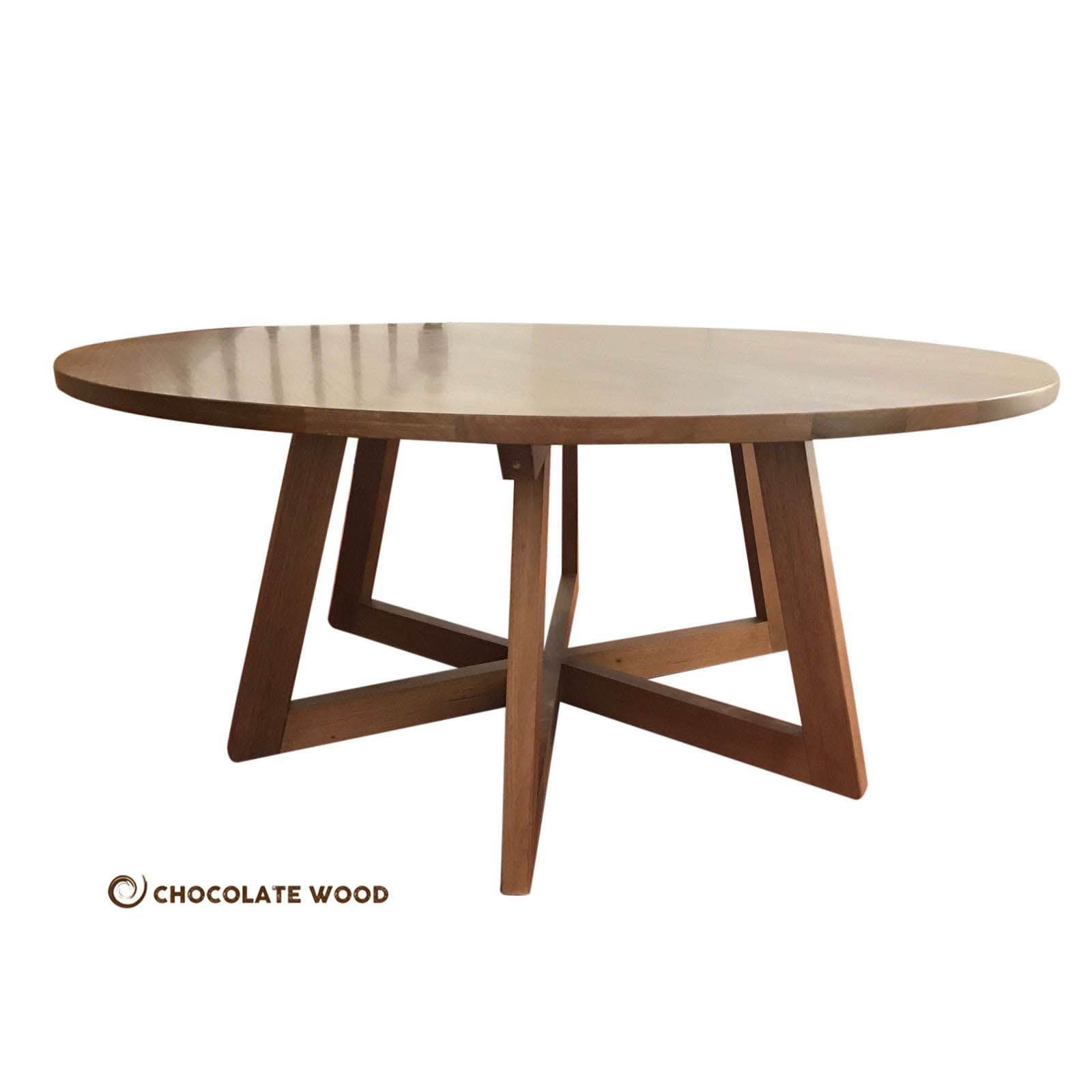 TORRENT ROUND DINING TABLE IN SOLID TASSIE OAK 180CM - CUSTOM MADE - MyChocolateWood