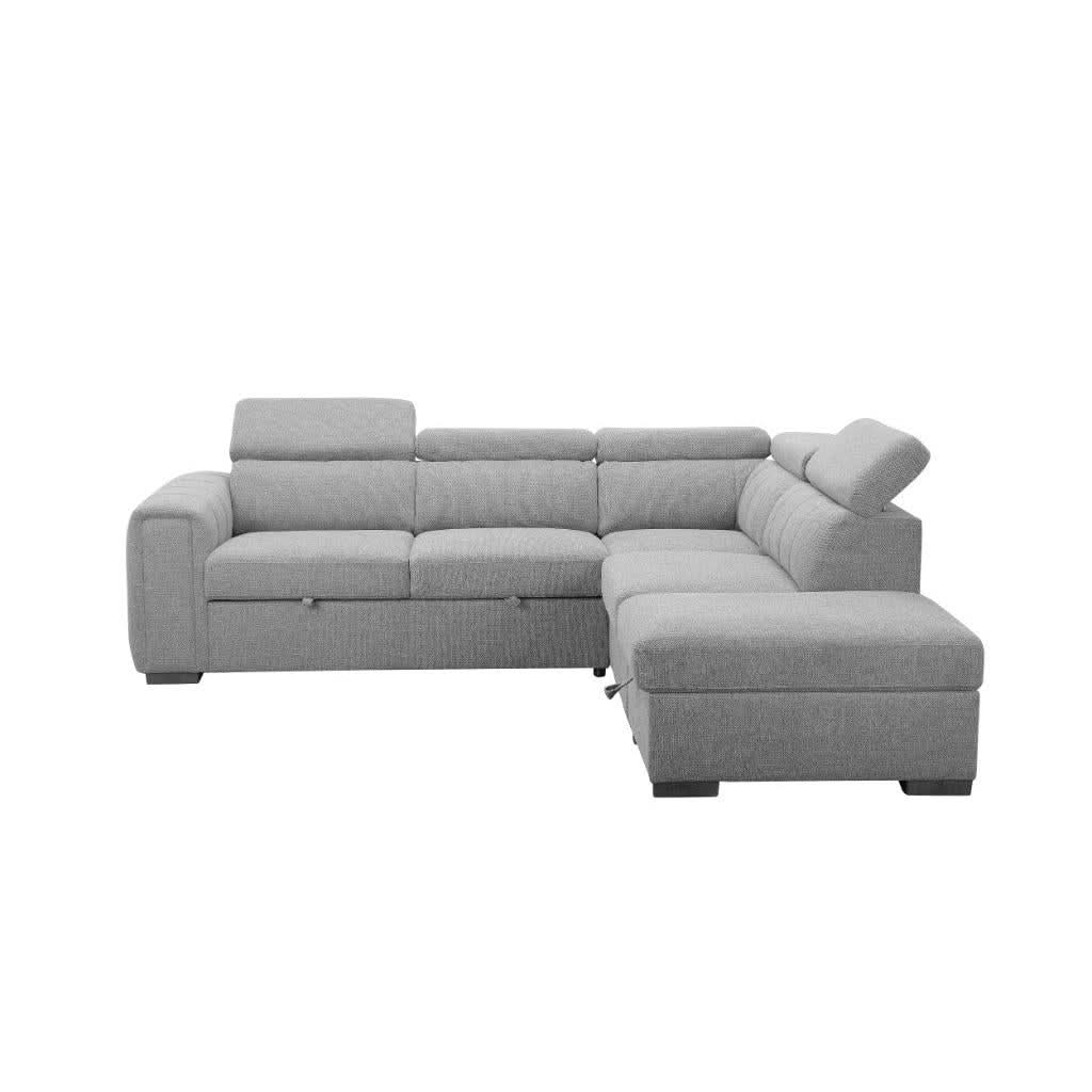 TRAYNOR FABRIC 2-SEATER W/SOFA BED & RHF CHAISE GREY - MyChocolateWood