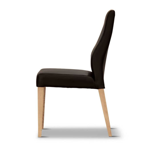 VALANCE BLACK PU DINING CHAIR WITH NATURAL LEGS IN TASSIE OAK - MyChocolateWood