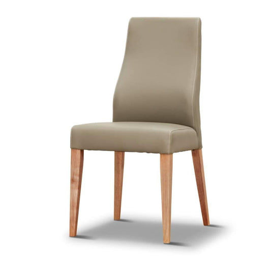VALANCE MEDI SILVER PU DINING CHAIR WITH NATURAL LEGS IN TASSIE OAK - MyChocolateWood