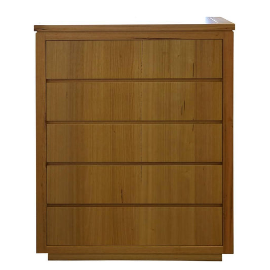 VALANCE MESSMATE TALLBOY/5 DRAWER CHEST OF DRAWERS IN CLEAR LACQUER - MyChocolateWood