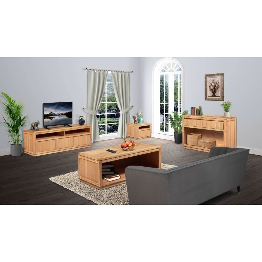 VALANCE TASSIE OAK 3 DRAWERS TV UNIT IN NATURAL - MyChocolateWood