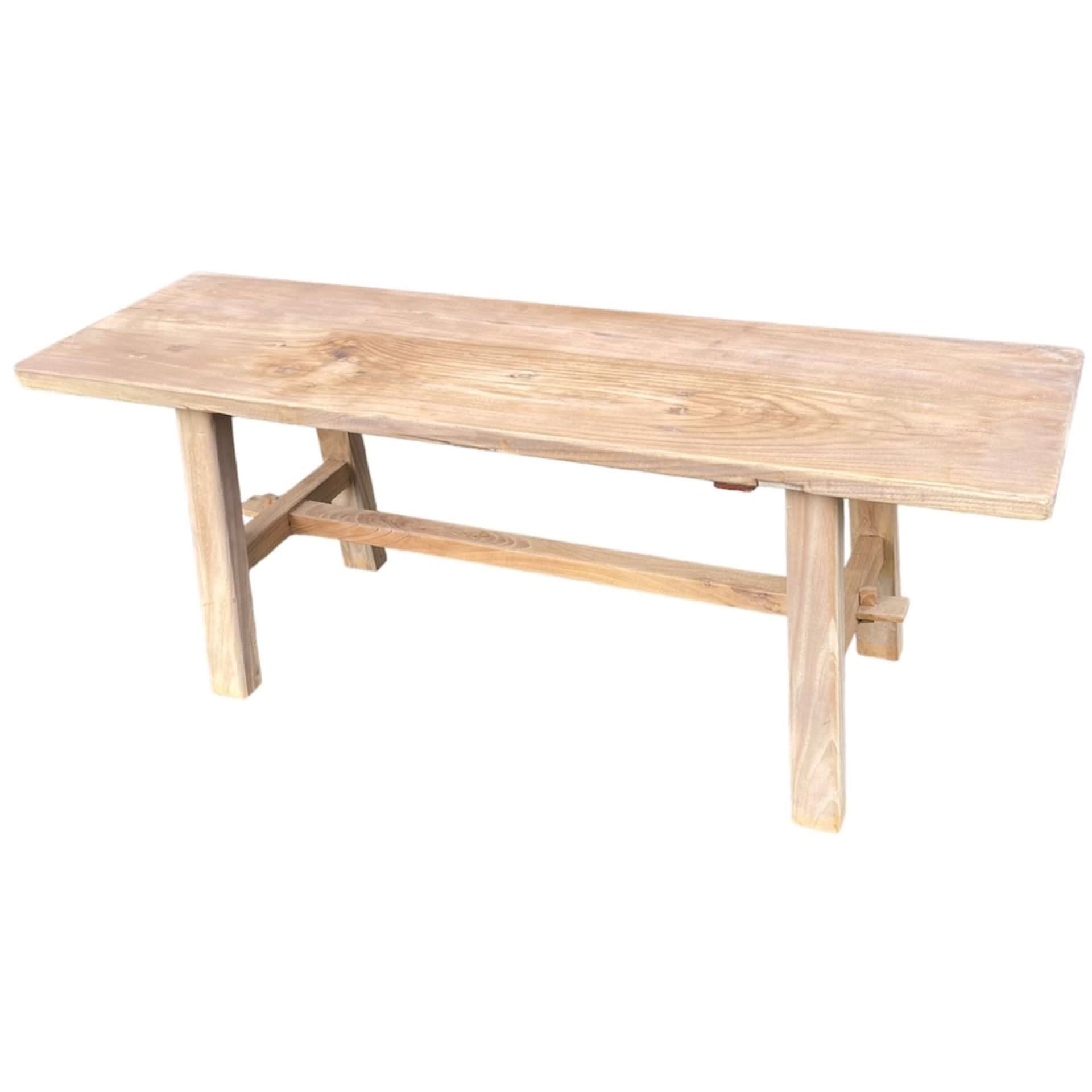 VALENCIA FARMHOUSE RUSTIC BENCH IN RECYCLED ELM FULL LENGTH 120CM - MyChocolateWood
